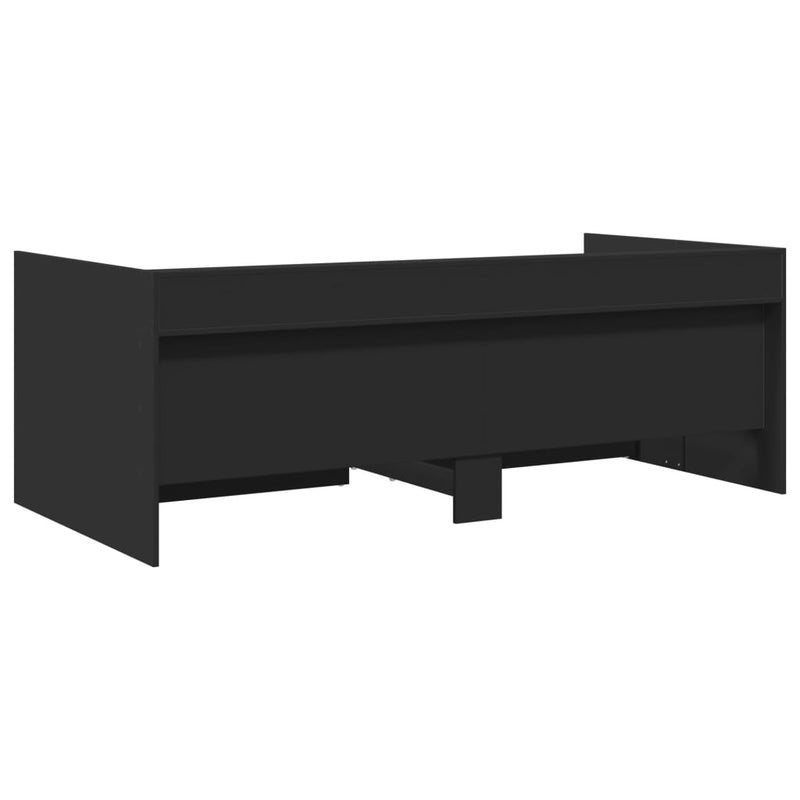 Daybed with Drawers Black 100x200 cm Engineered Wood