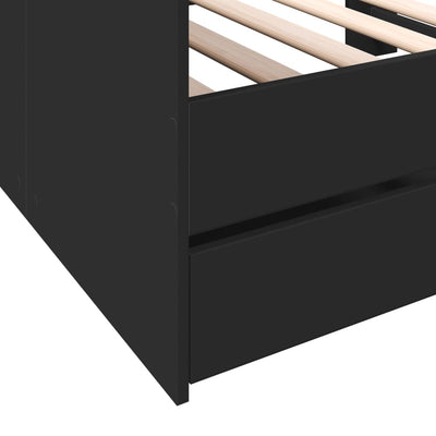 Daybed with Drawers Black 100x200 cm Engineered Wood