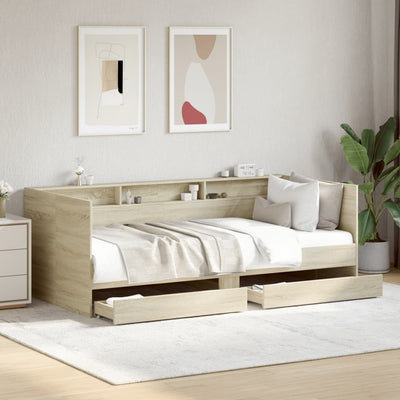 Daybed with Drawers Sonoma Oak 100x200 cm Engineered Wood