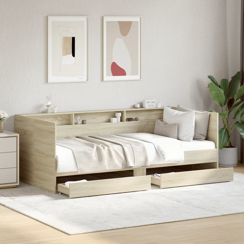 Daybed with Drawers Sonoma Oak 100x200 cm Engineered Wood