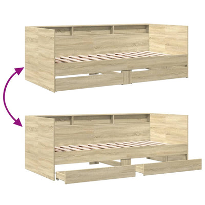 Daybed with Drawers Sonoma Oak 100x200 cm Engineered Wood