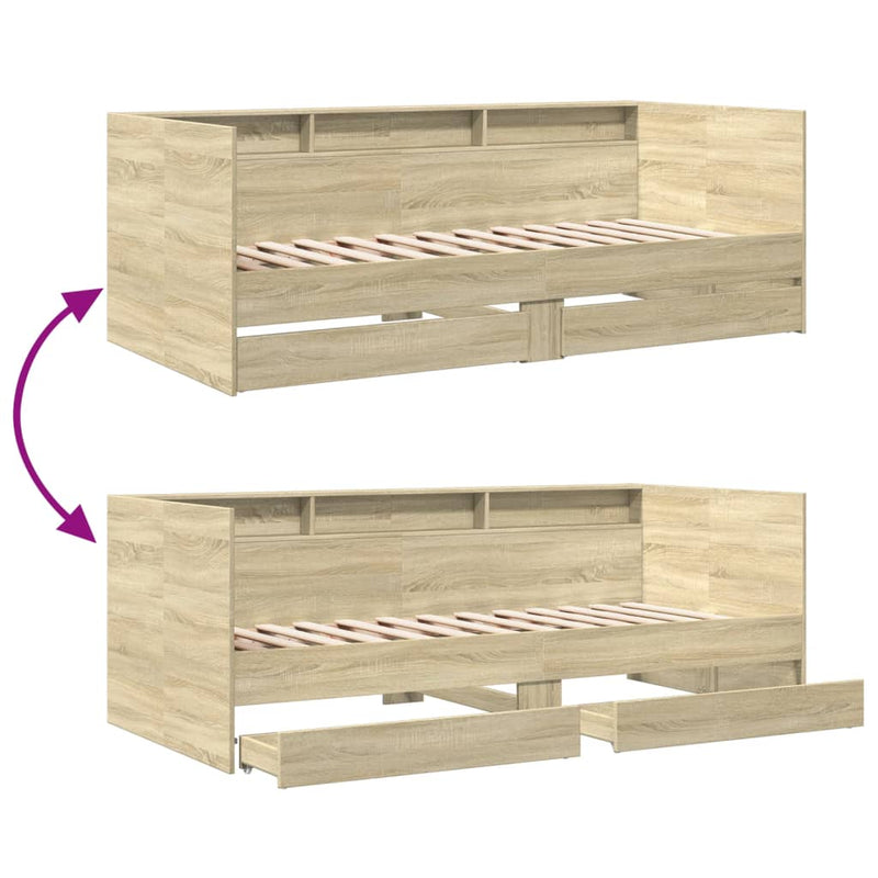 Daybed with Drawers Sonoma Oak 100x200 cm Engineered Wood