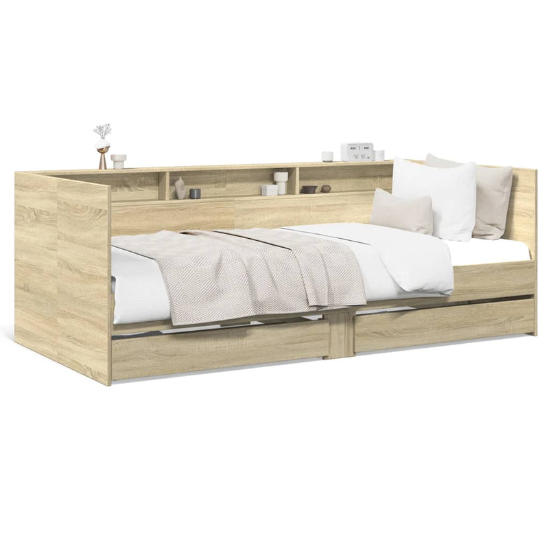 Daybed with Drawers Sonoma Oak 100x200 cm Engineered Wood