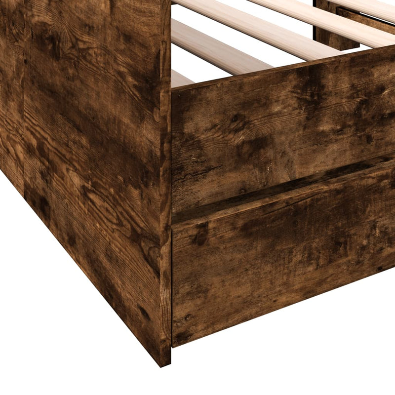 Daybed with Drawers Smoked Oak 100x200 cm Engineered Wood