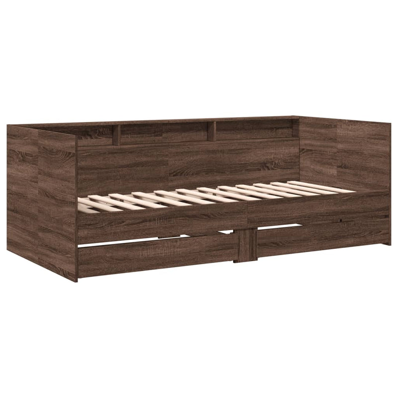 Daybed with Drawers Brown Oak 100x200 cm Engineered Wood