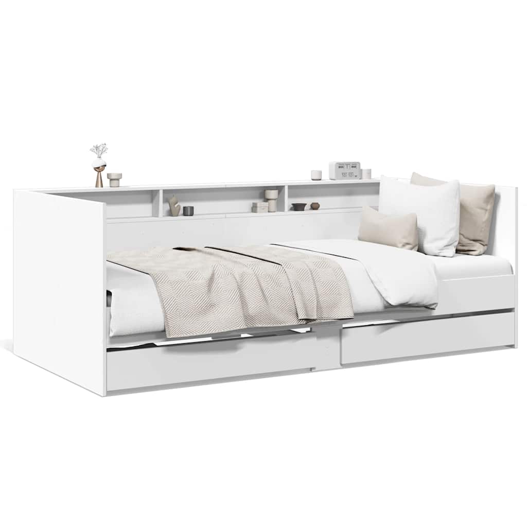 Daybed with Drawers without Mattress 90x200 cm White