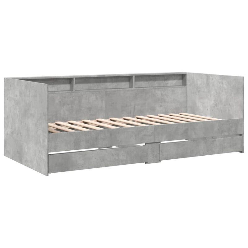 Daybed with Drawers Concrete Grey 75x190 cm Engineered Wood