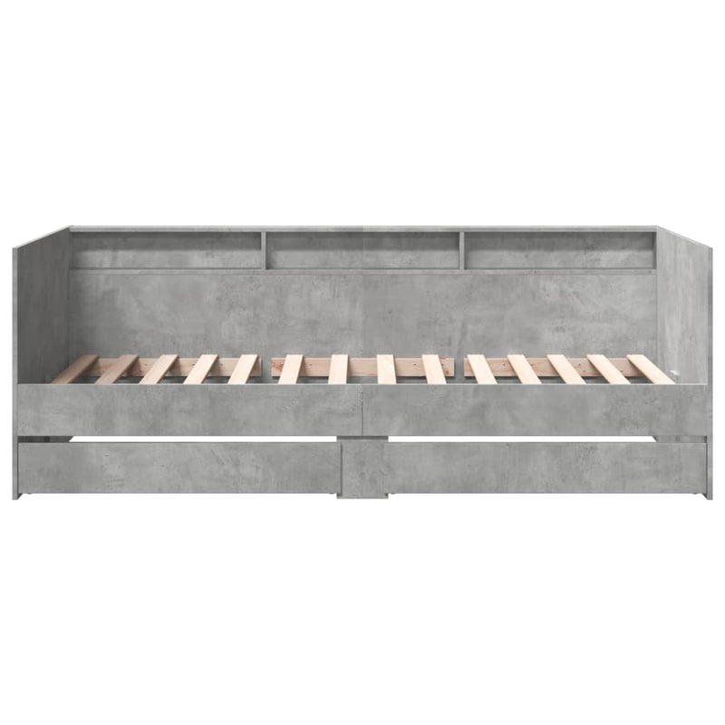 Daybed with Drawers Concrete Grey 75x190 cm Engineered Wood