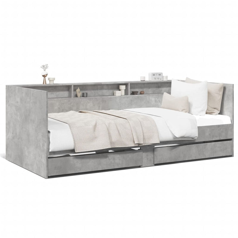 Daybed with Drawers Concrete Grey 75x190 cm Engineered Wood