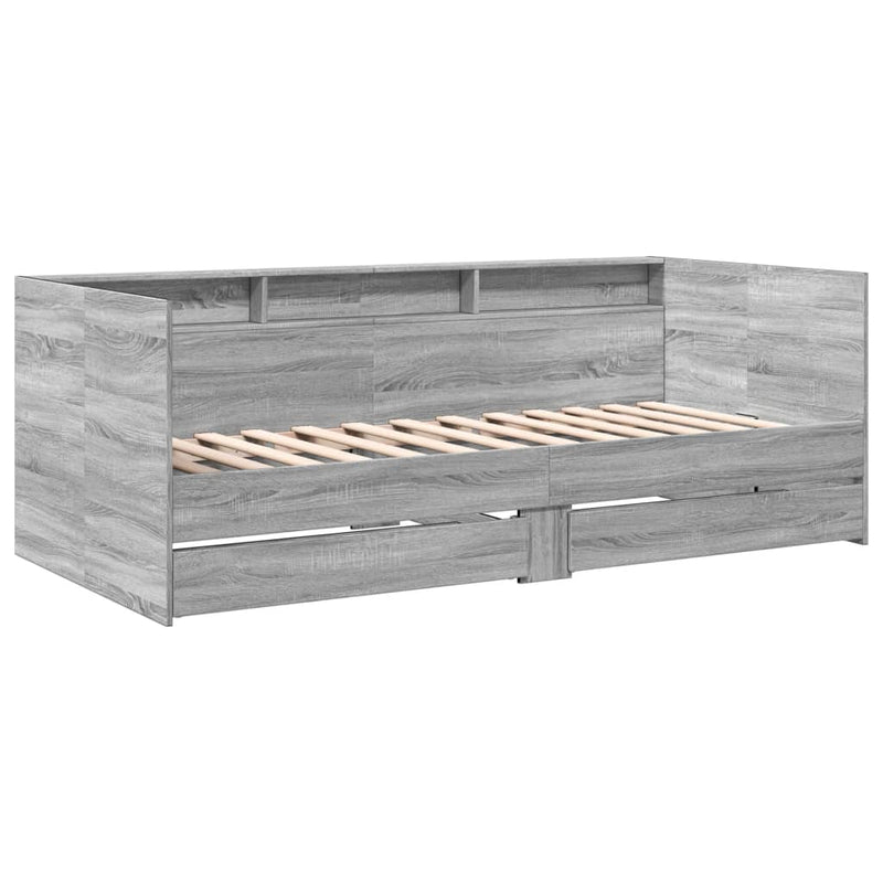 Daybed with Drawers Grey Sonoma 75x190 cm Engineered Wood