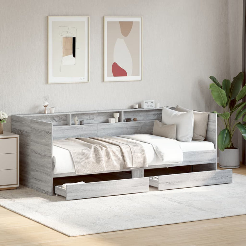 Daybed with Drawers Grey Sonoma 75x190 cm Engineered Wood