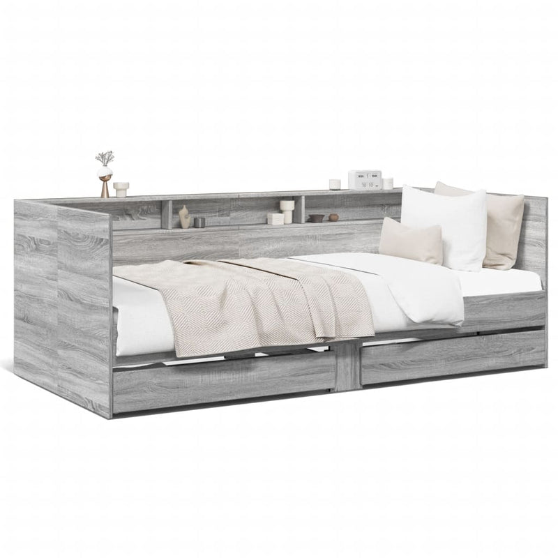 Daybed with Drawers Grey Sonoma 75x190 cm Engineered Wood