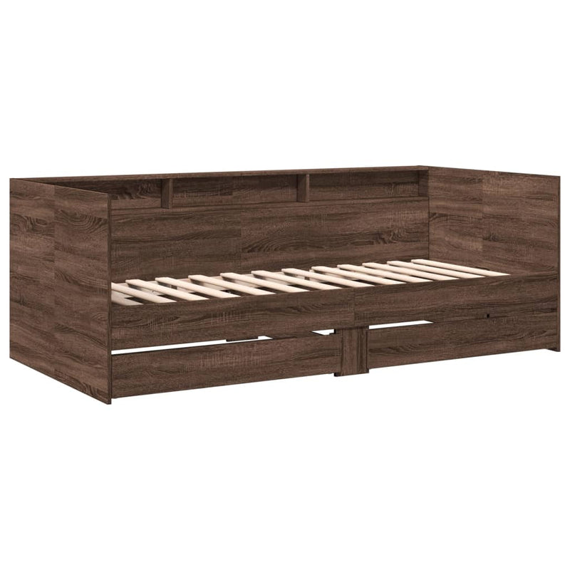 Daybed with Drawers Brown Oak 75x190 cm Engineered Wood