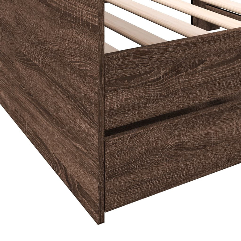 Daybed with Drawers Brown Oak 75x190 cm Engineered Wood