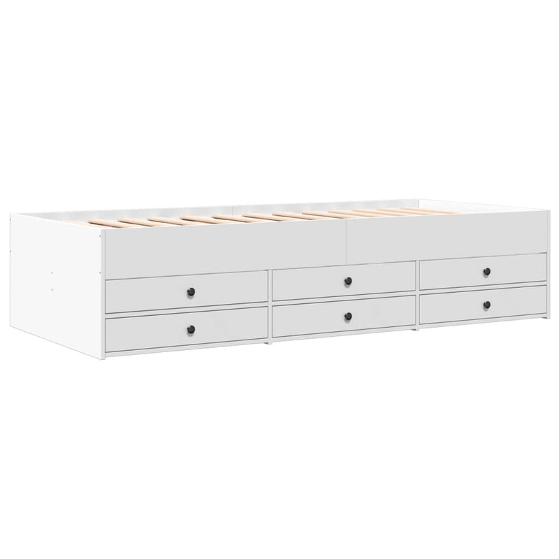 Daybed with Drawers White 75x190 cm Engineered Wood