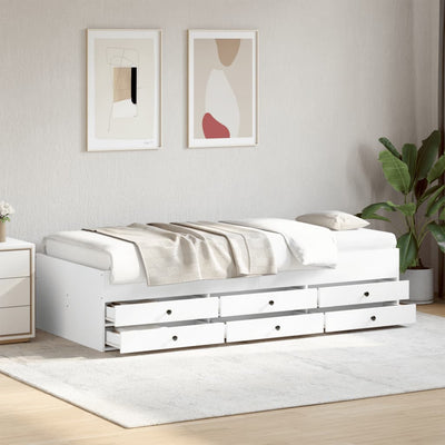 Daybed with Drawers White 75x190 cm Engineered Wood