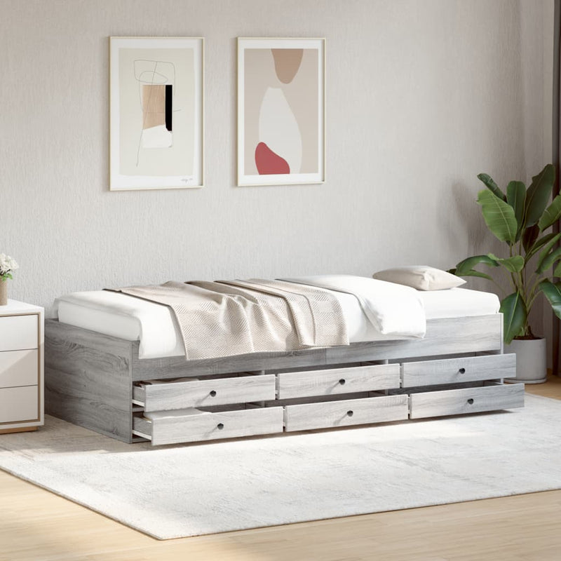 Daybed with Drawers Grey Sonoma 75x190 cm Engineered Wood