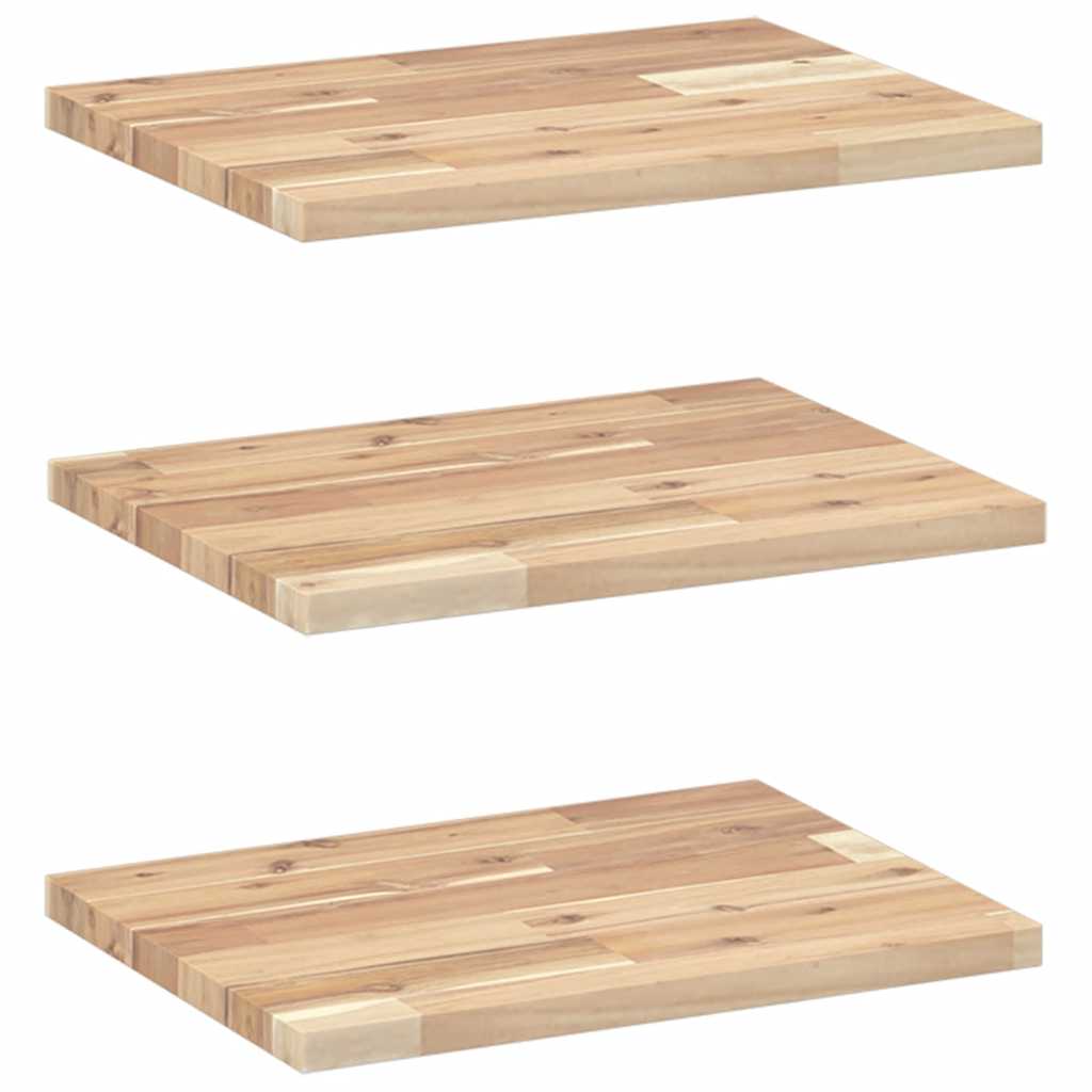 Floating Shelves Untreated Solid Wood Acacia Natural Height 2 cm Depth 30 cm 3 pcs 40 cm