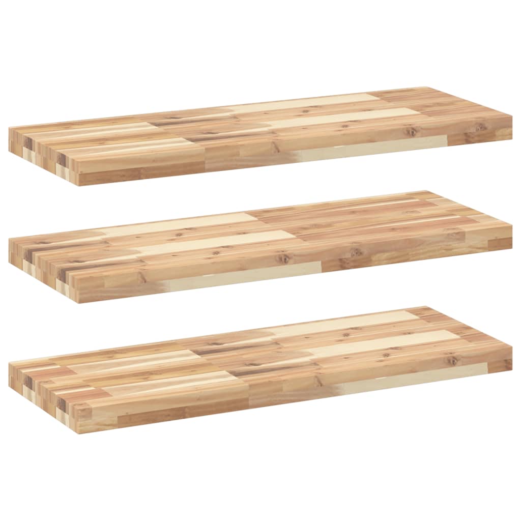 vidaXL Floating Shelves 3 pcs 100x30x4 cm Untreated Solid Wood Acacia 2
