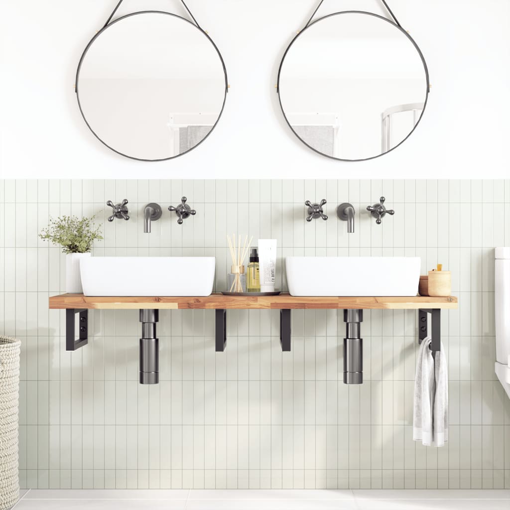 Bathroom Vanity Top Untreated Solid Wood Acacia Natural Height 4 cm 120 cm 40 cm