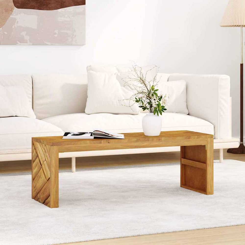 vidaXL Coffee Table 110x35x38 cm Solid Wood Teak 4