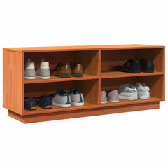 vidaXL Shoe Cabinet Wax Brown 110x34x45 cm Solid Wood Pine 4