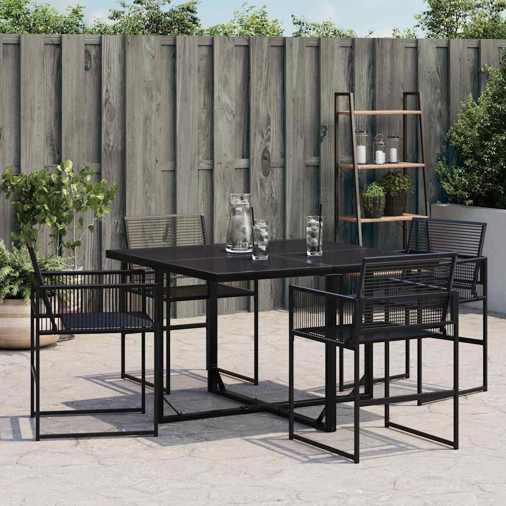 vidaXL Garden Chairs 4 pcs Black Poly Rattan 3