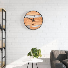 vidaXL Wall Clock Brown Ø35 cm Iron and Olive Wood 1