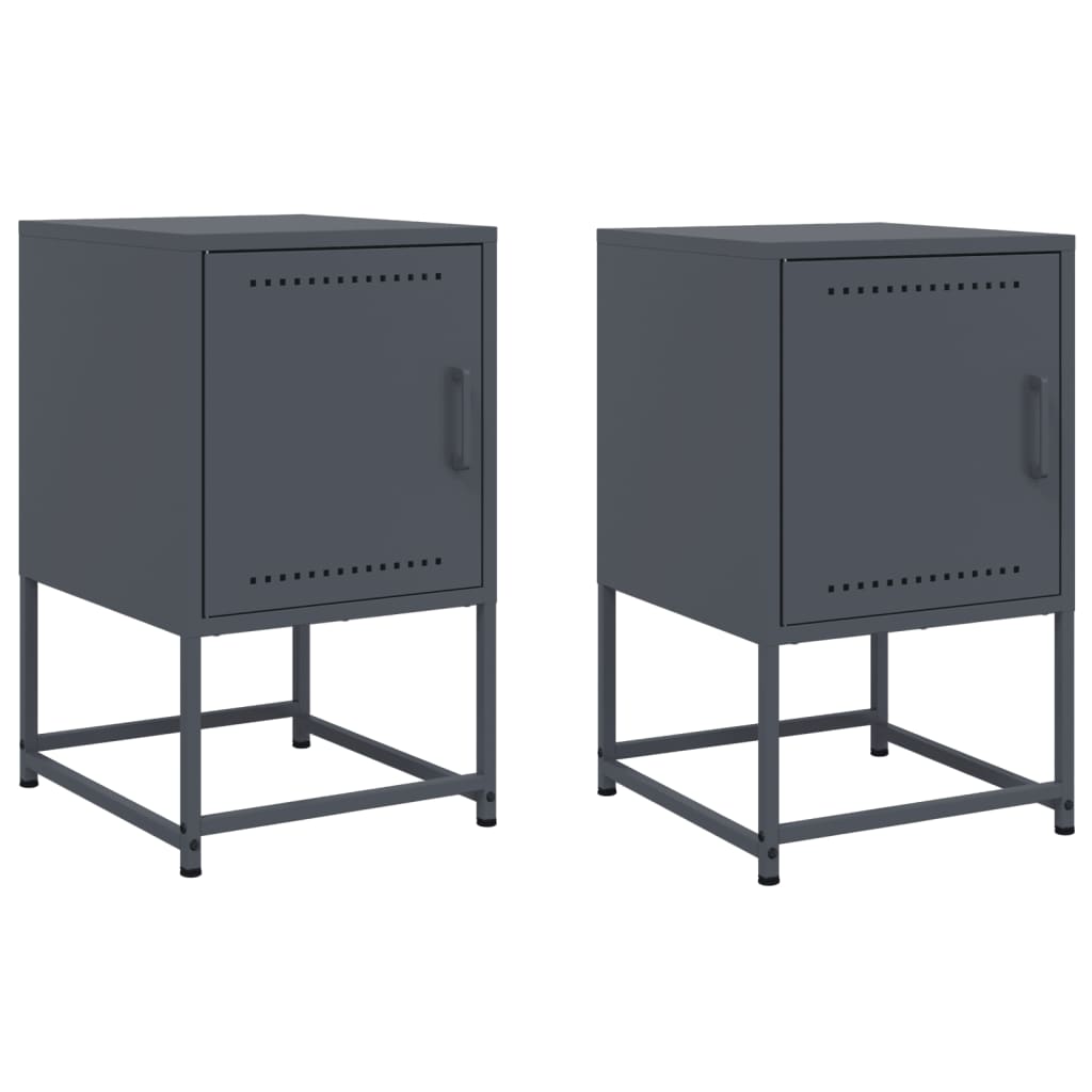 vidaXL Bedside Cabinets 2 pcs Anthracite 36x39x60.5 cm Steel 2