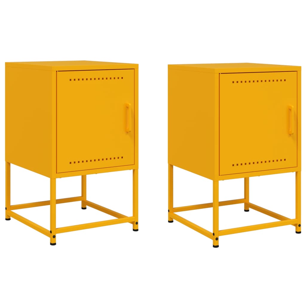 vidaXL Bedside Cabinets 2 pcs Mustard Yellow 36x39x60.5 cm Steel 2