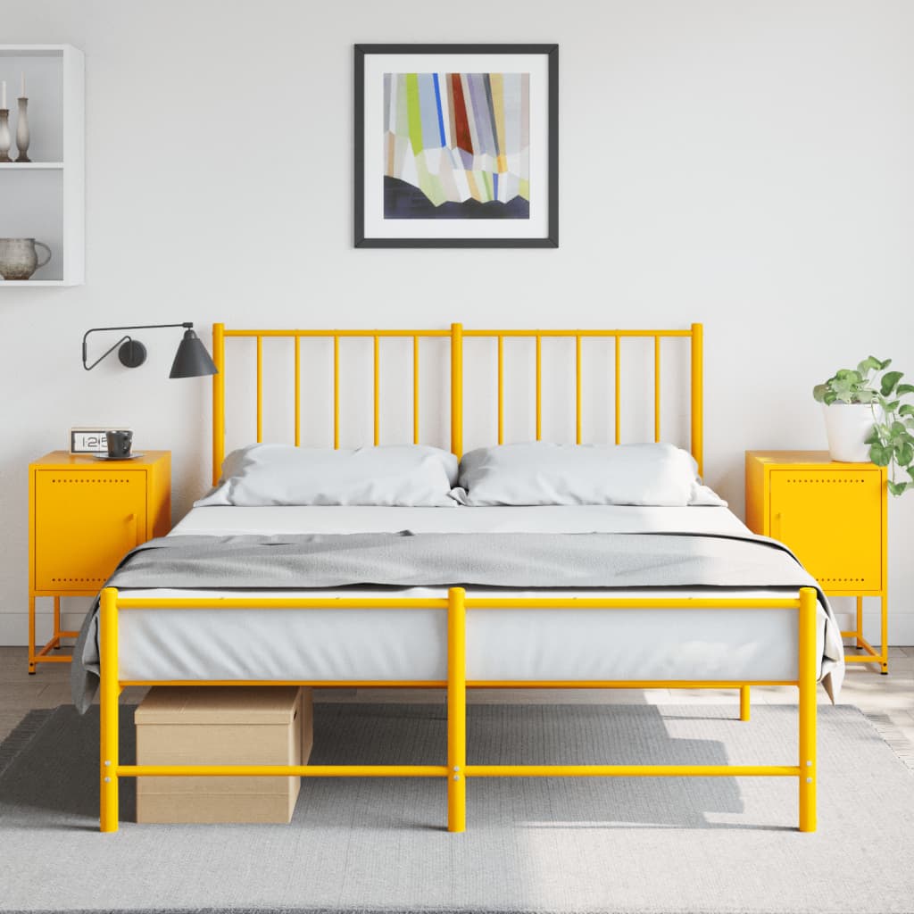 vidaXL Bedside Cabinets 2 pcs Mustard Yellow 36x39x60.5 cm Steel 3
