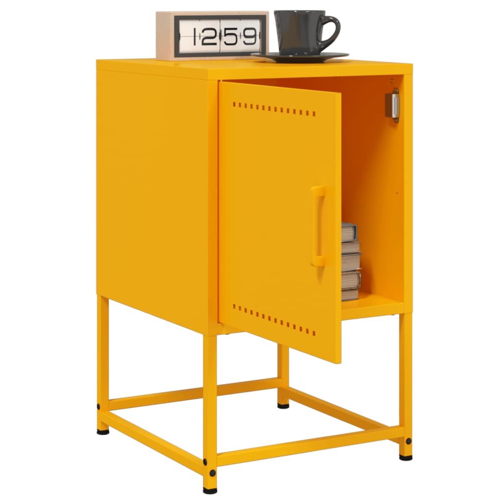 vidaXL Bedside Cabinets 2 pcs Mustard Yellow 36x39x60.5 cm Steel 4