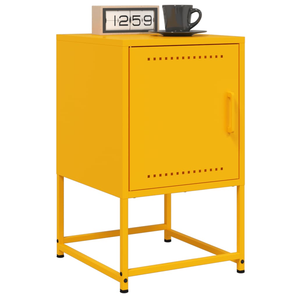 vidaXL Bedside Cabinets 2 pcs Mustard Yellow 36x39x60.5 cm Steel 1