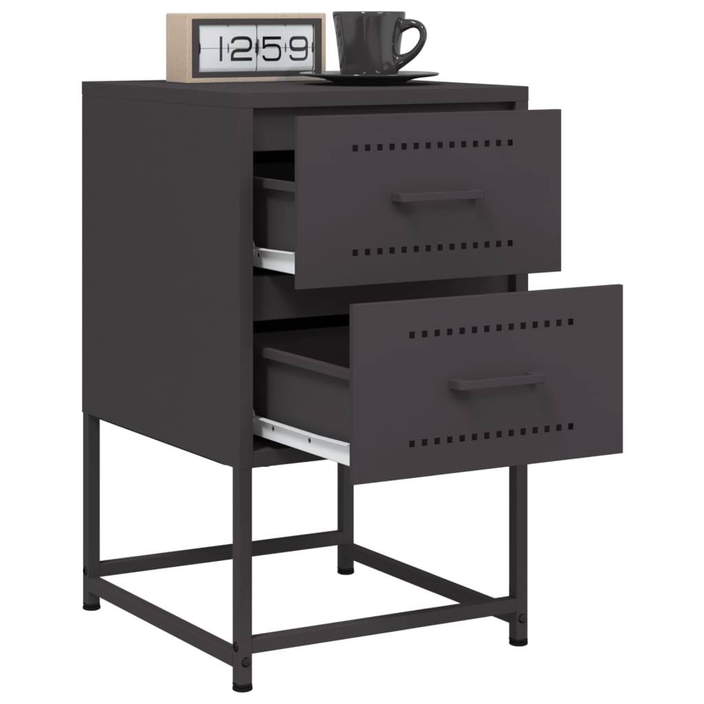 vidaXL Bedside Cabinets 2 pcs Black 36x39x60.5 cm Steel 4