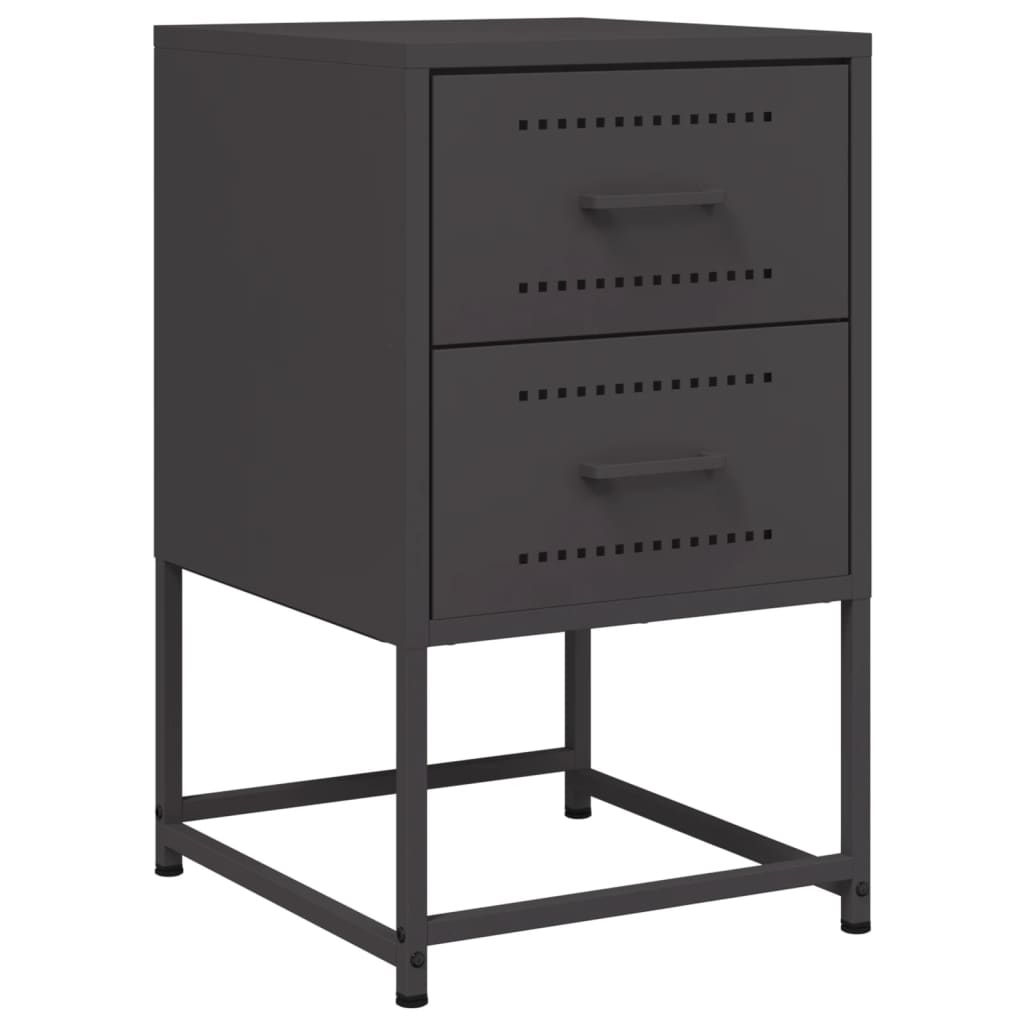 vidaXL Bedside Cabinets 2 pcs Black 36x39x60.5 cm Steel 6