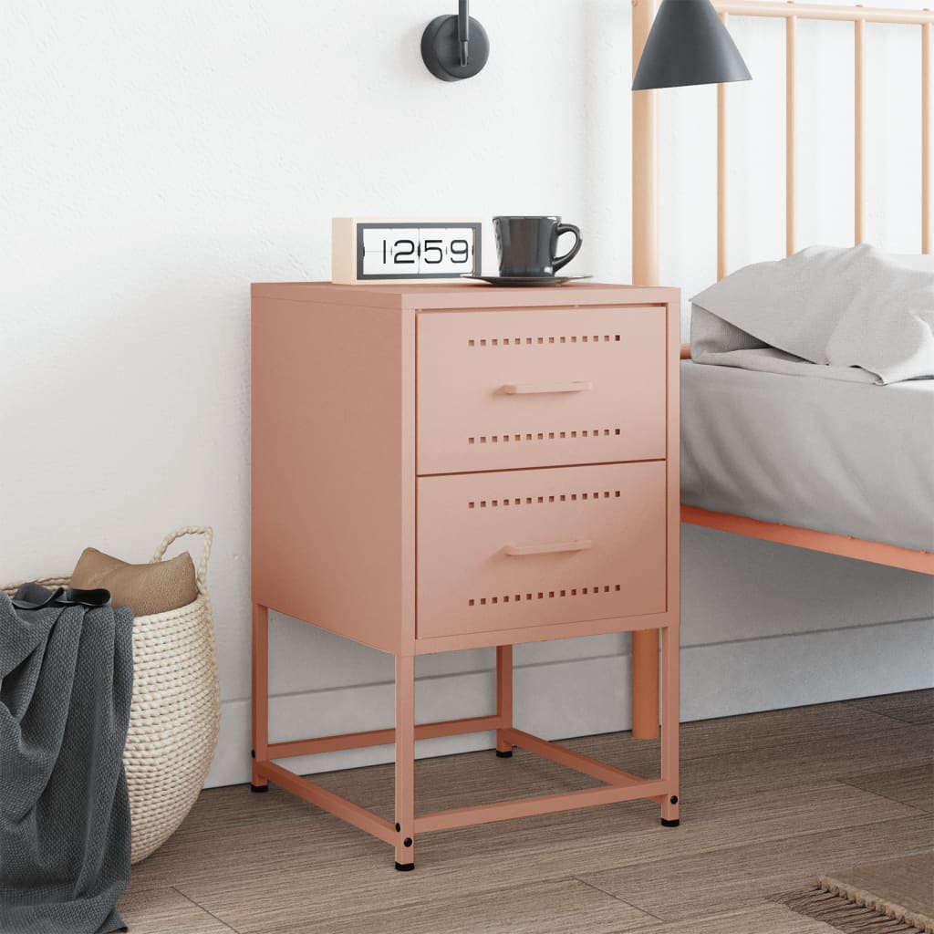 vidaXL Bedside Cabinet Pink 36x39x60.5 cm Steel 3
