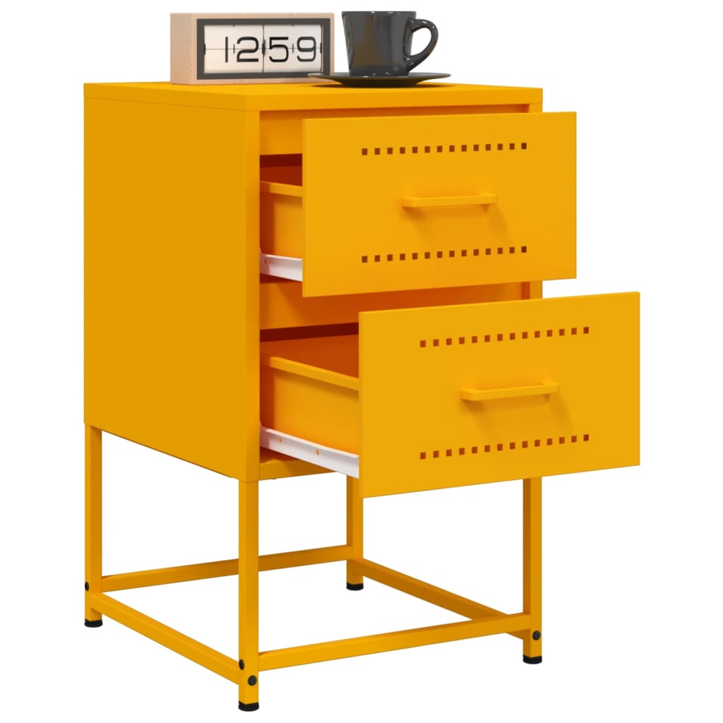 vidaXL Bedside Cabinet Mustard Yellow 36x39x60.5 cm Steel 5