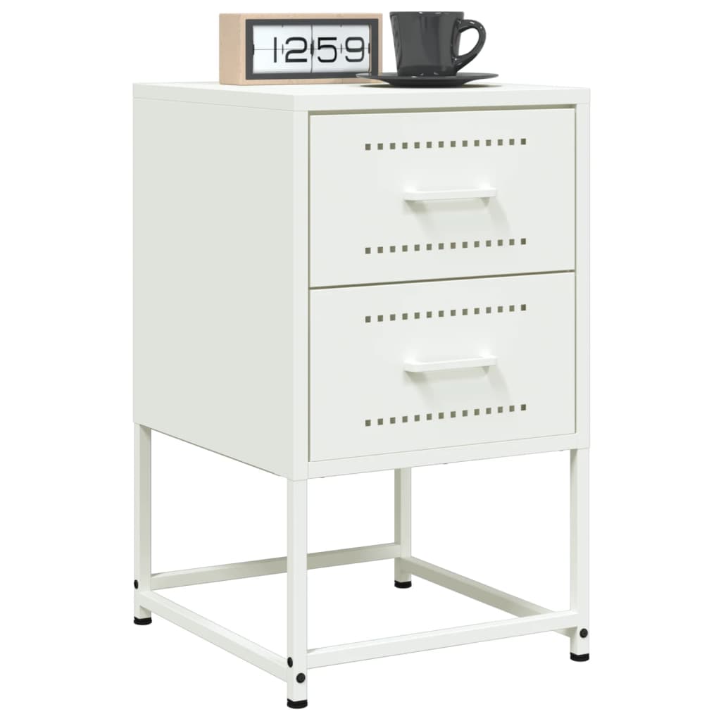 vidaXL Bedside Cabinet White 36x39x60.5 cm Steel 4