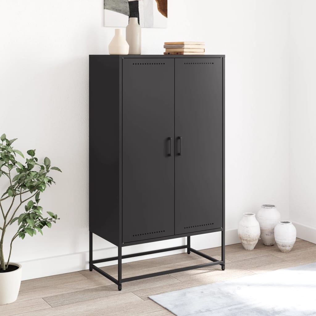vidaXL Highboard Black 68,5x38,5x123,5 cm Steel 3