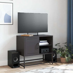 vidaXL TV Cabinet Black 68x39x60.5 cm Steel 3