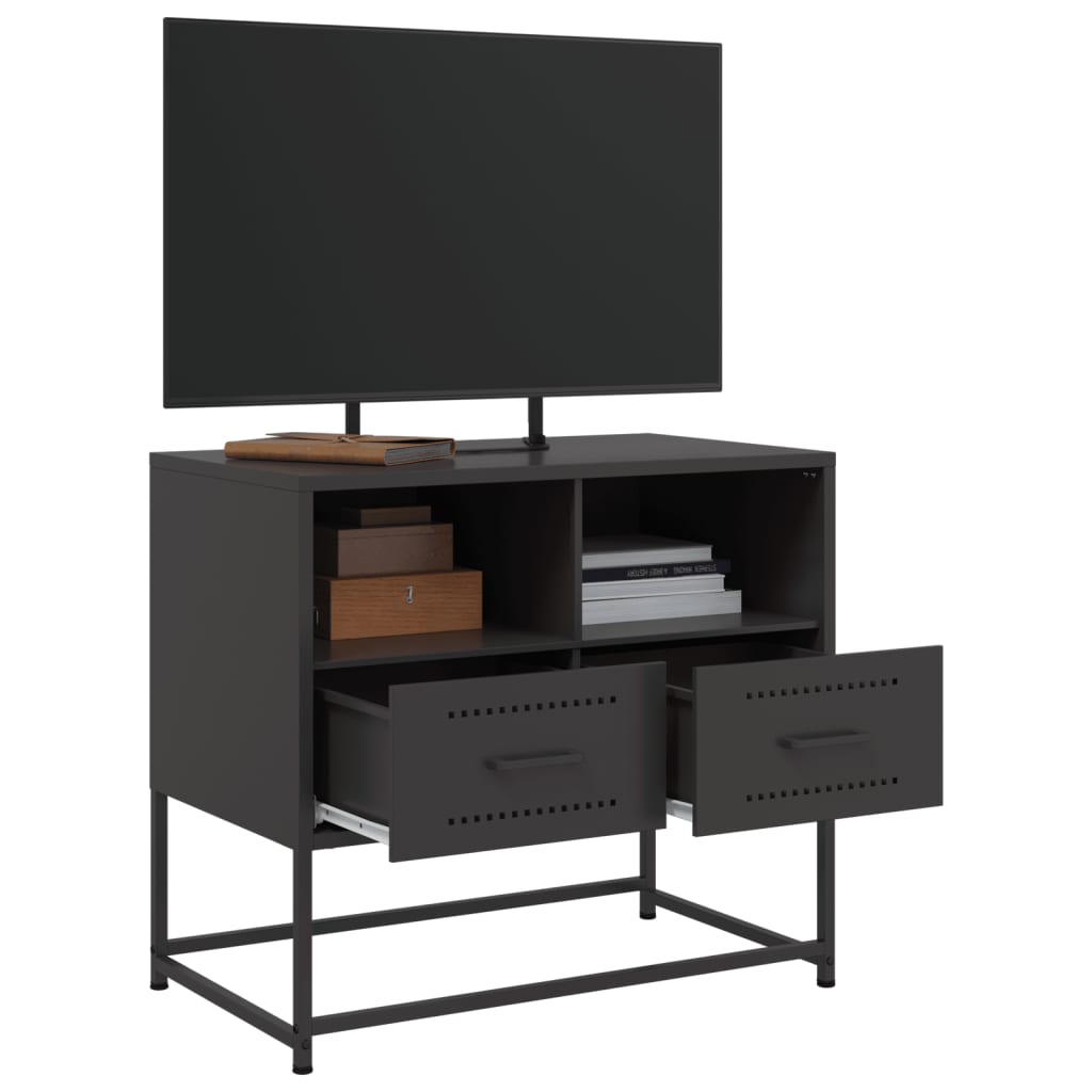 vidaXL TV Cabinet Black 68x39x60.5 cm Steel 4