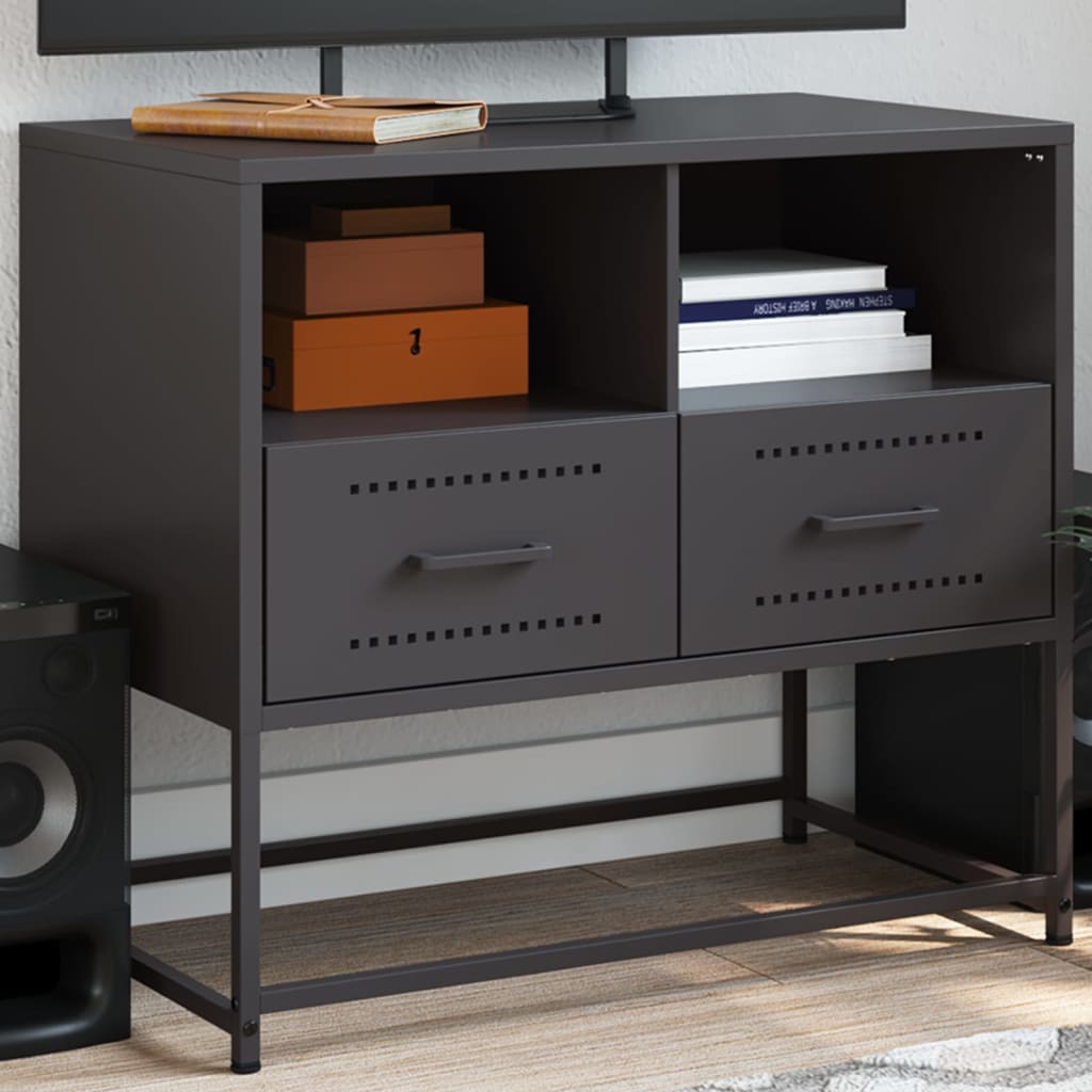 vidaXL TV Cabinet Black 68x39x60.5 cm Steel 1