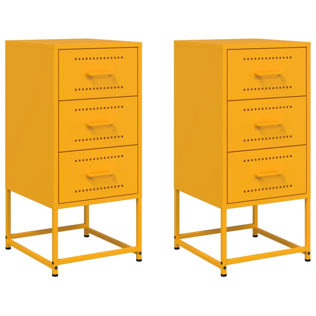 vidaXL Bedside Cabinets 2 pcs Mustard Yellow 36x39x78 cm Steel 2