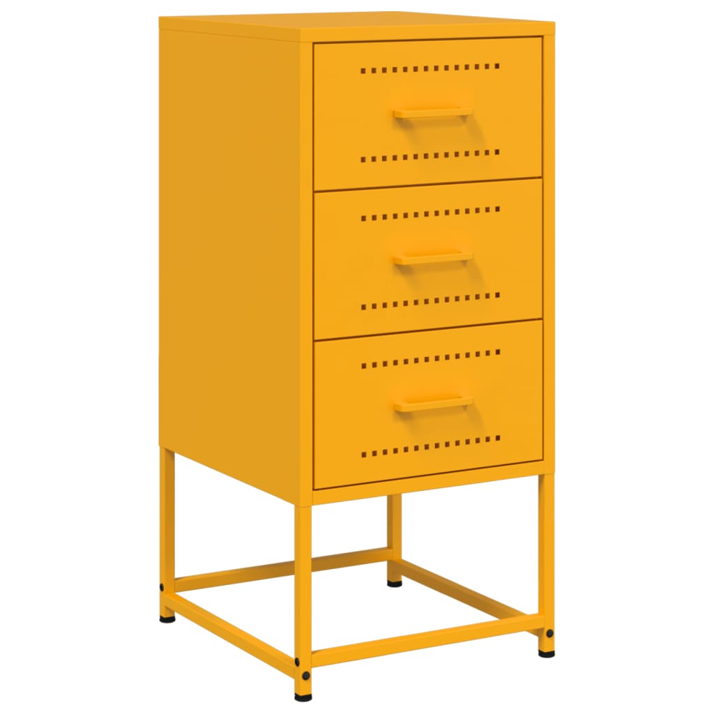 vidaXL Bedside Cabinets 2 pcs Mustard Yellow 36x39x78 cm Steel 3