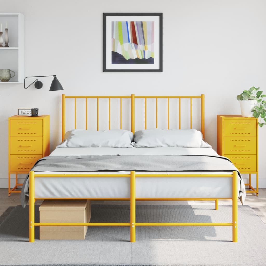 vidaXL Bedside Cabinets 2 pcs Mustard Yellow 36x39x78 cm Steel 1
