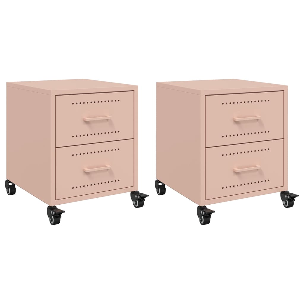 vidaXL Bedside Cabinets 2 pcs Pink 36x39x43.5 cm Steel 2