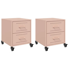 vidaXL Bedside Cabinets 2 pcs Pink 36x39x43.5 cm Steel 2