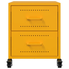 vidaXL Bedside Cabinets 2 pcs Mustard Yellow 36x39x43.5 cm Steel 5