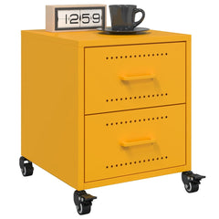vidaXL Bedside Cabinets 2 pcs Mustard Yellow 36x39x43.5 cm Steel 1