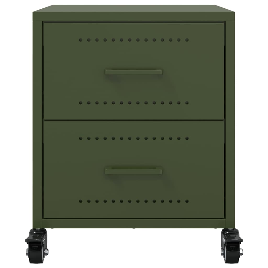 vidaXL Bedside Cabinets 2 pcs Olive Green 36x39x43.5 cm Steel 5